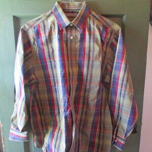 Daniel Cremieux Signature Collection Men's Multi-Color Dress Plaid Shirt  Sz. L